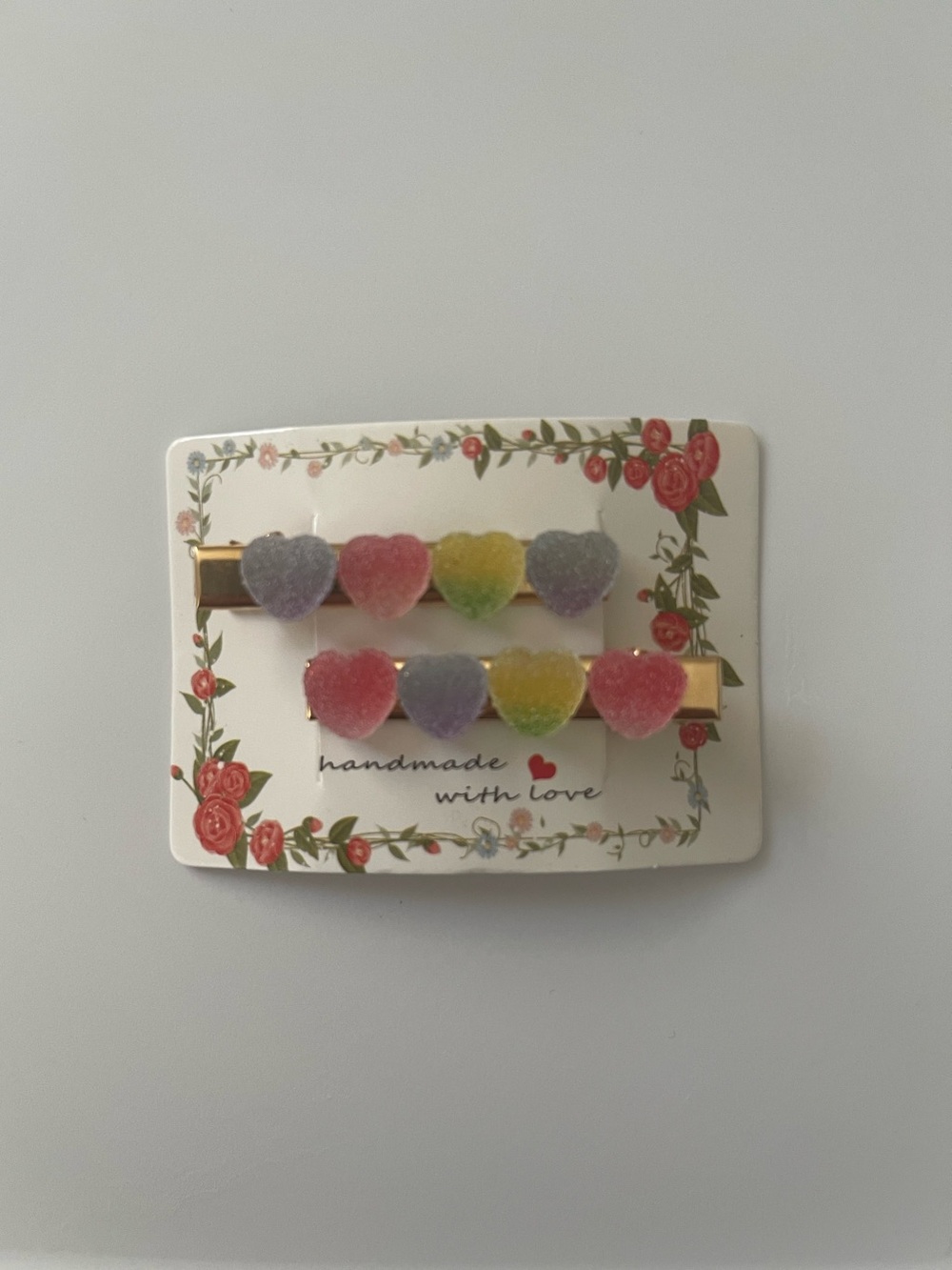 Handmade Gummy Heart Hair Clips Set of 2, Cute Kawaii Y2K Hair Accessories